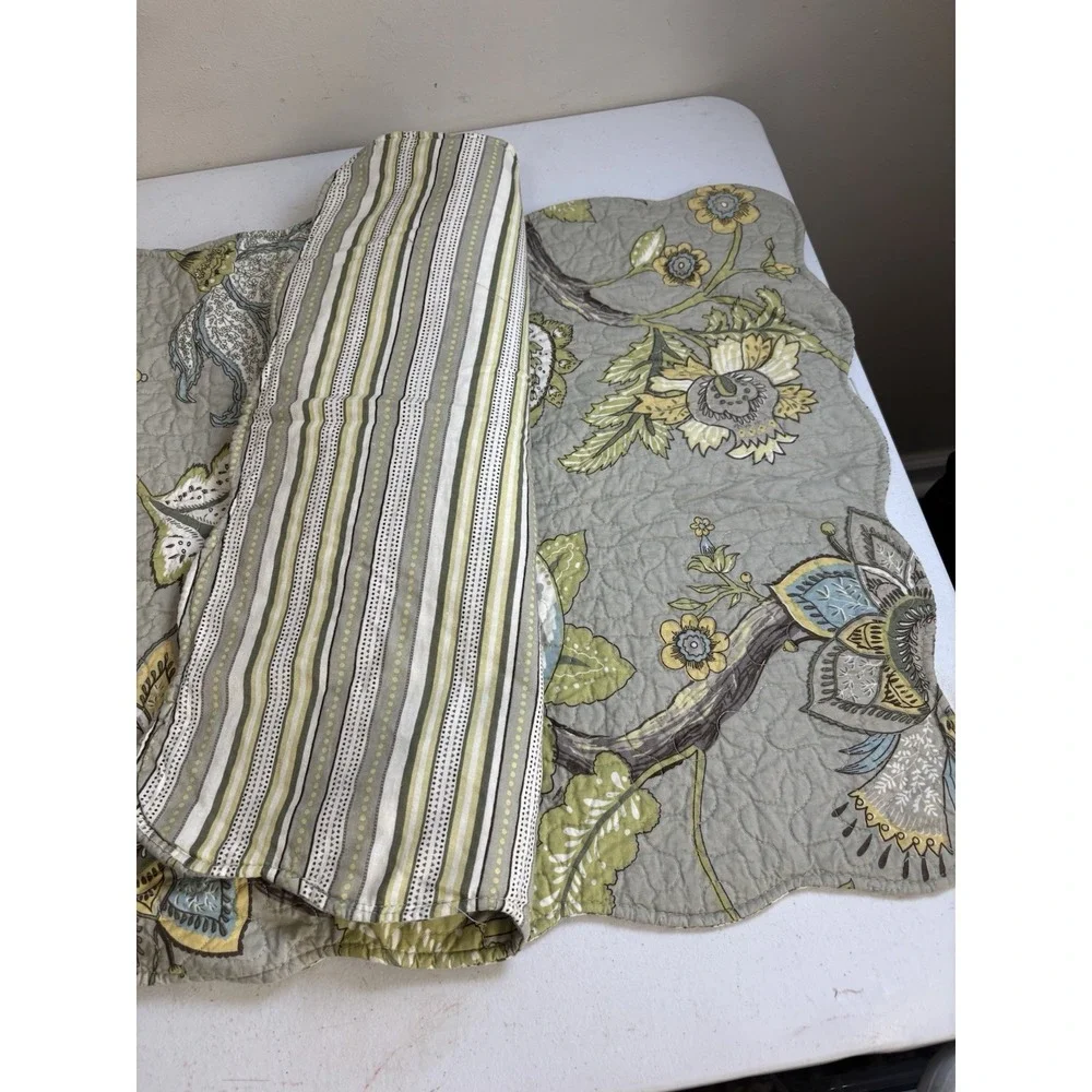 Clarice Dove Pattern Standard Size Pillow Shams Reversible Stripe Set Of 2